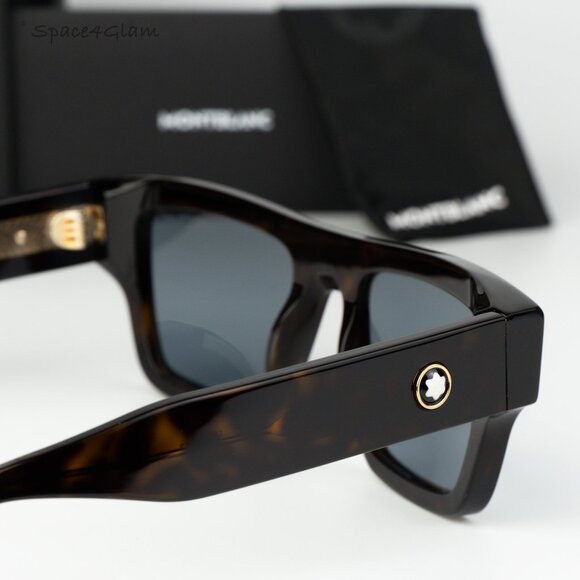 Montblanc Women Sunglasses Havana Blue Square MB0253S 002 BRAND NEW